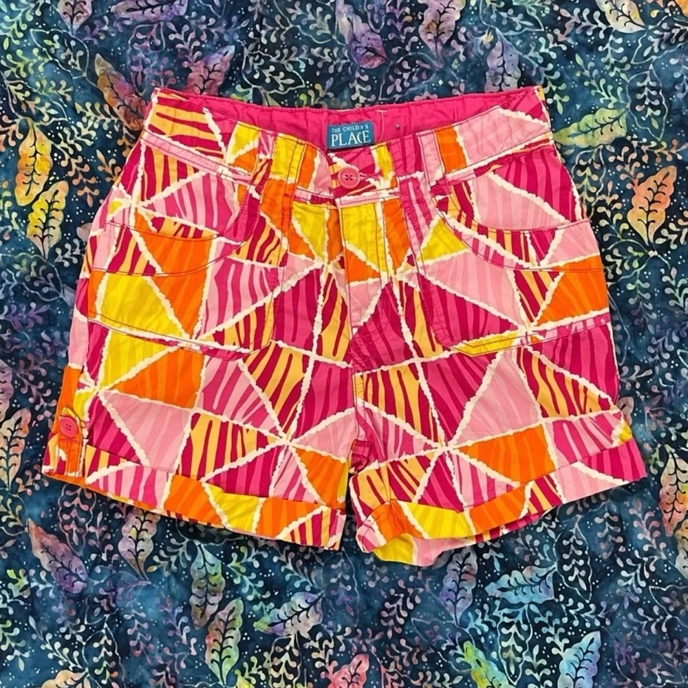 Two Pair The Children’s Place Adjustable Waist Cuffed Shorts Pink & Blue Size 14